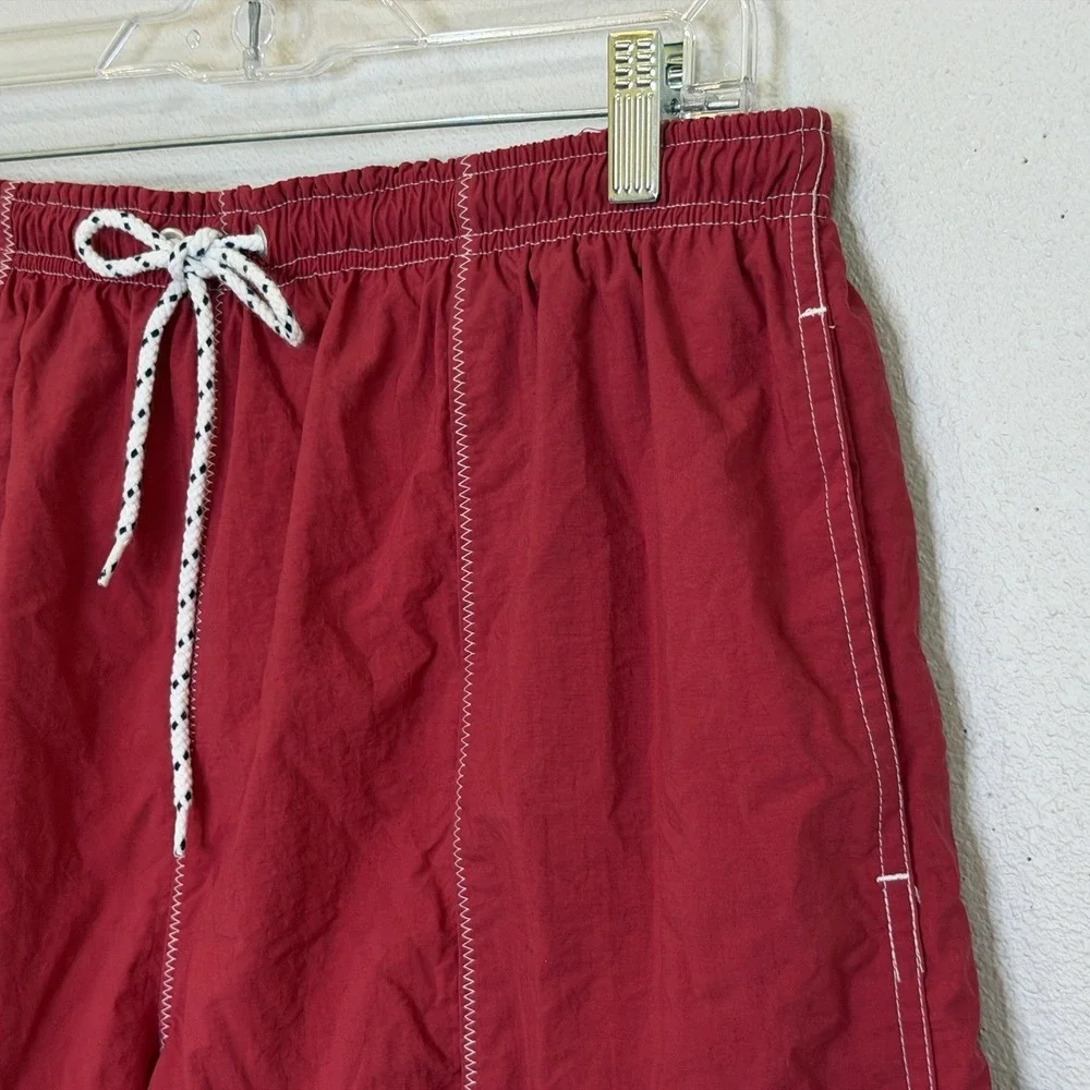 Tommy‎ Hilifger Swim Trunks Mens Large Red Elastic Waist Pockets Built In Briefs